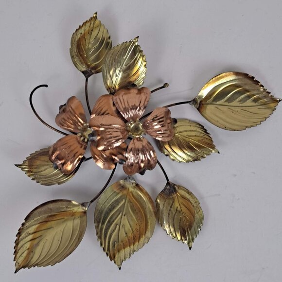 Copper & Brass Dogwood Flowers Wall Hangings Vintage Mid-Century Modern 4 Pieces - Picture 2 of 10